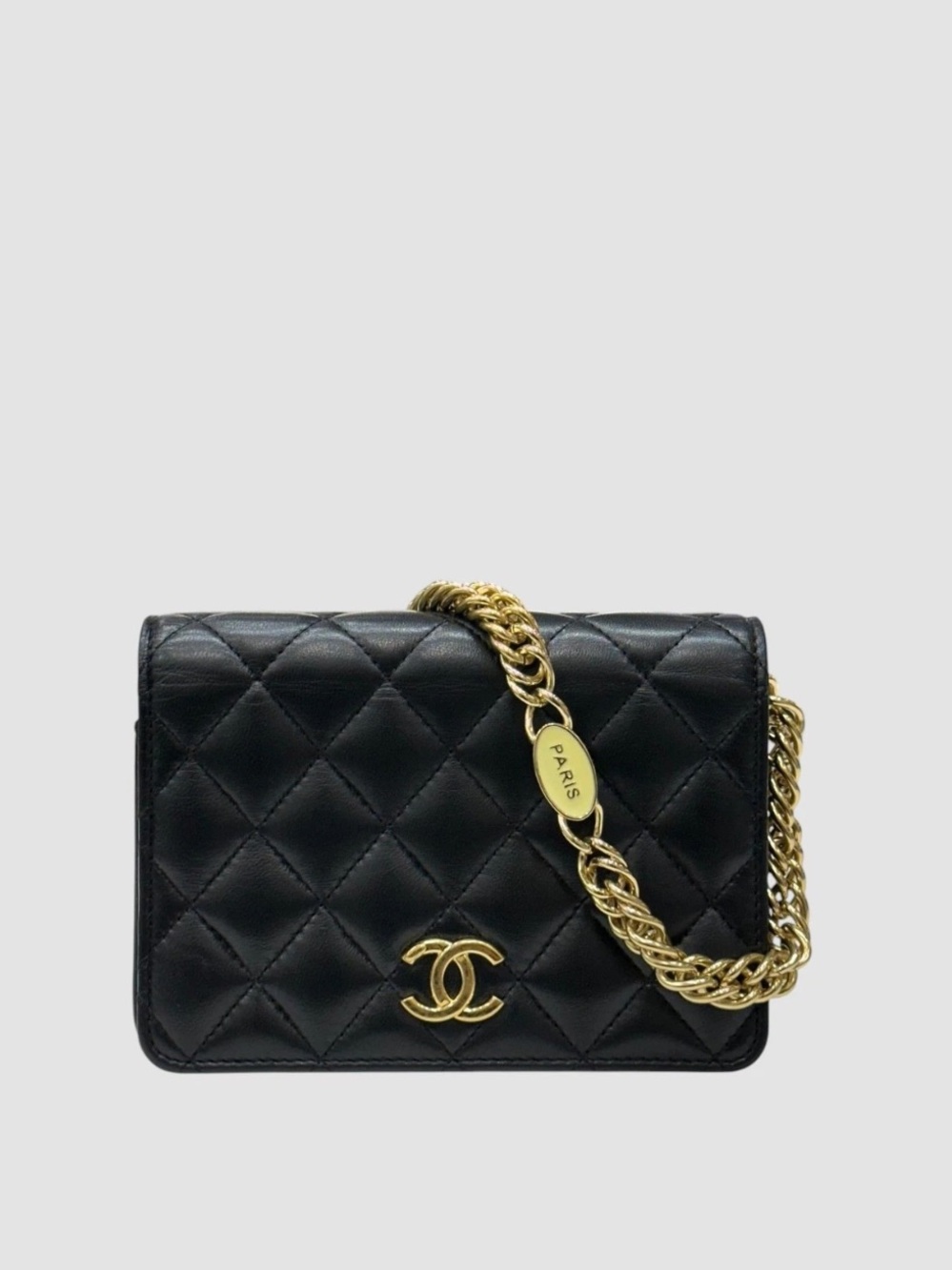 🎉SOLD🎉 CHANEL Black Lambskin WOC Wallet On Chain Gold Hardware GHW Cruise 2023 - Picture 2 of 12
